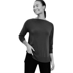 Lou & Grey Black Boatneck Pullover Sweatshirt